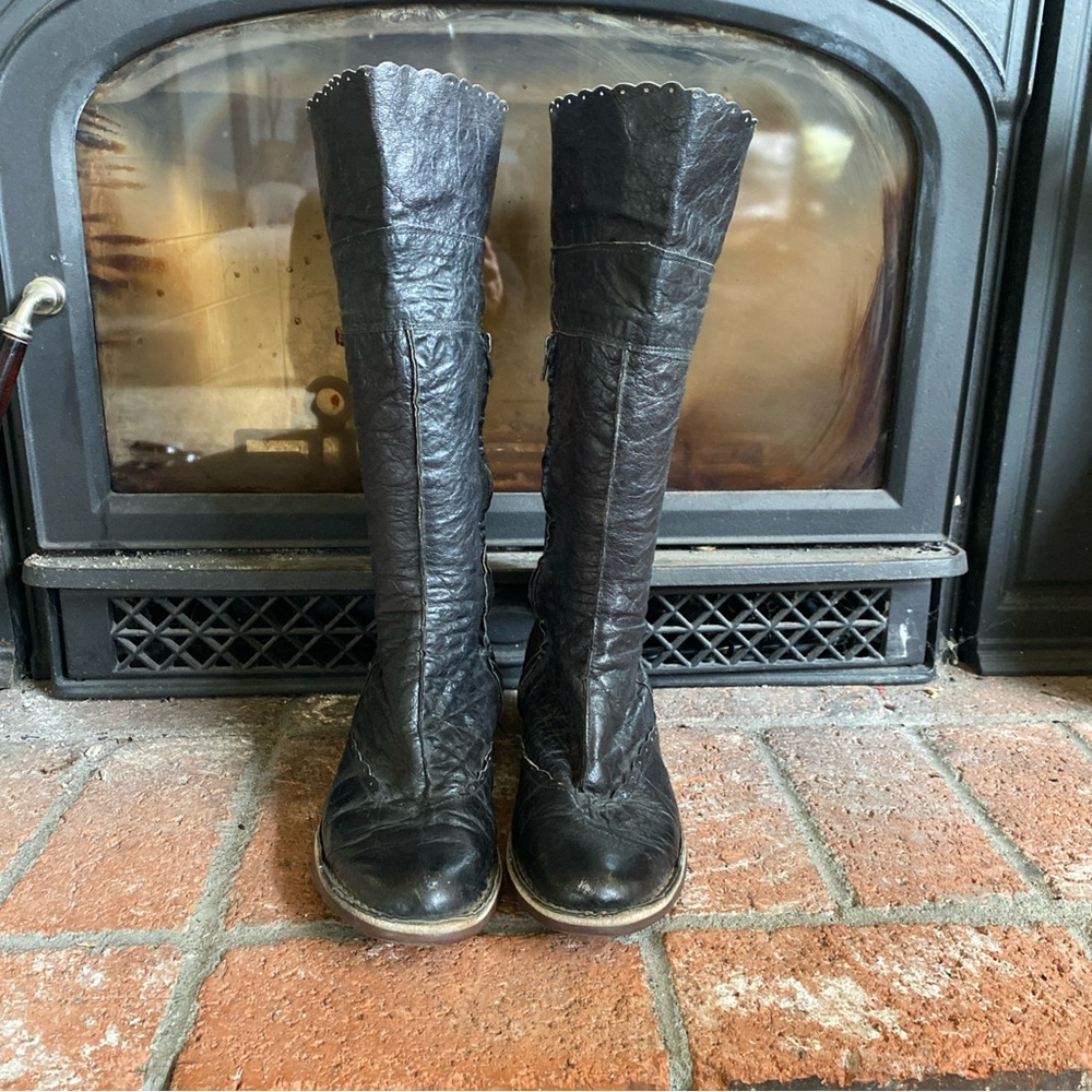 EL NATURALISTA Tall Black Leather Boots Zipper SZ 10 EUC 41 - Picture 3 of 9